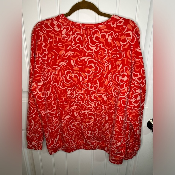 Athleta Abstract Floral Matador Red Pullover Sweatshirt - Picture 5 of 5